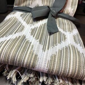 Threshold Gray and White Patterned Throw